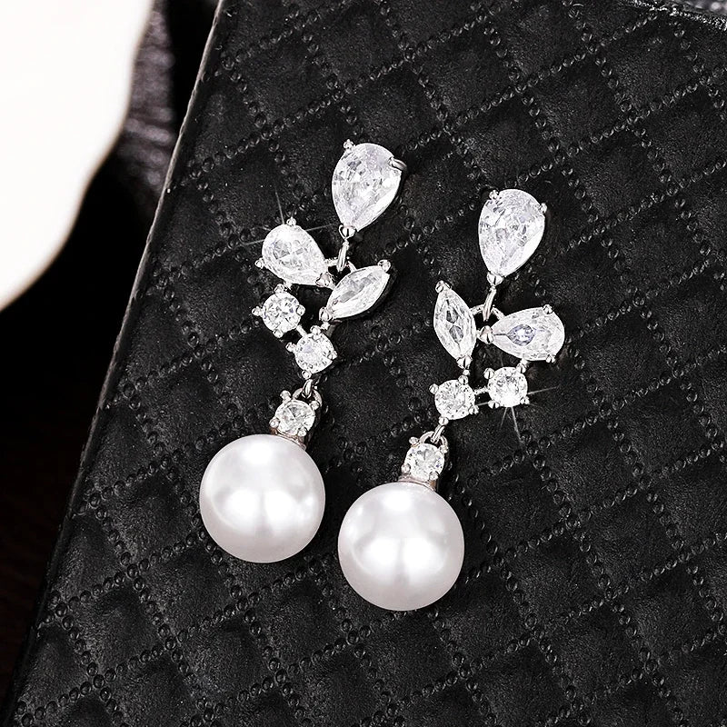 Graceful Drop Earrings with Imitation Elegant Temperament Ear Accessories Women Versatile Fashion Engagement Jewelry Hot - EUFASHIONBAGS