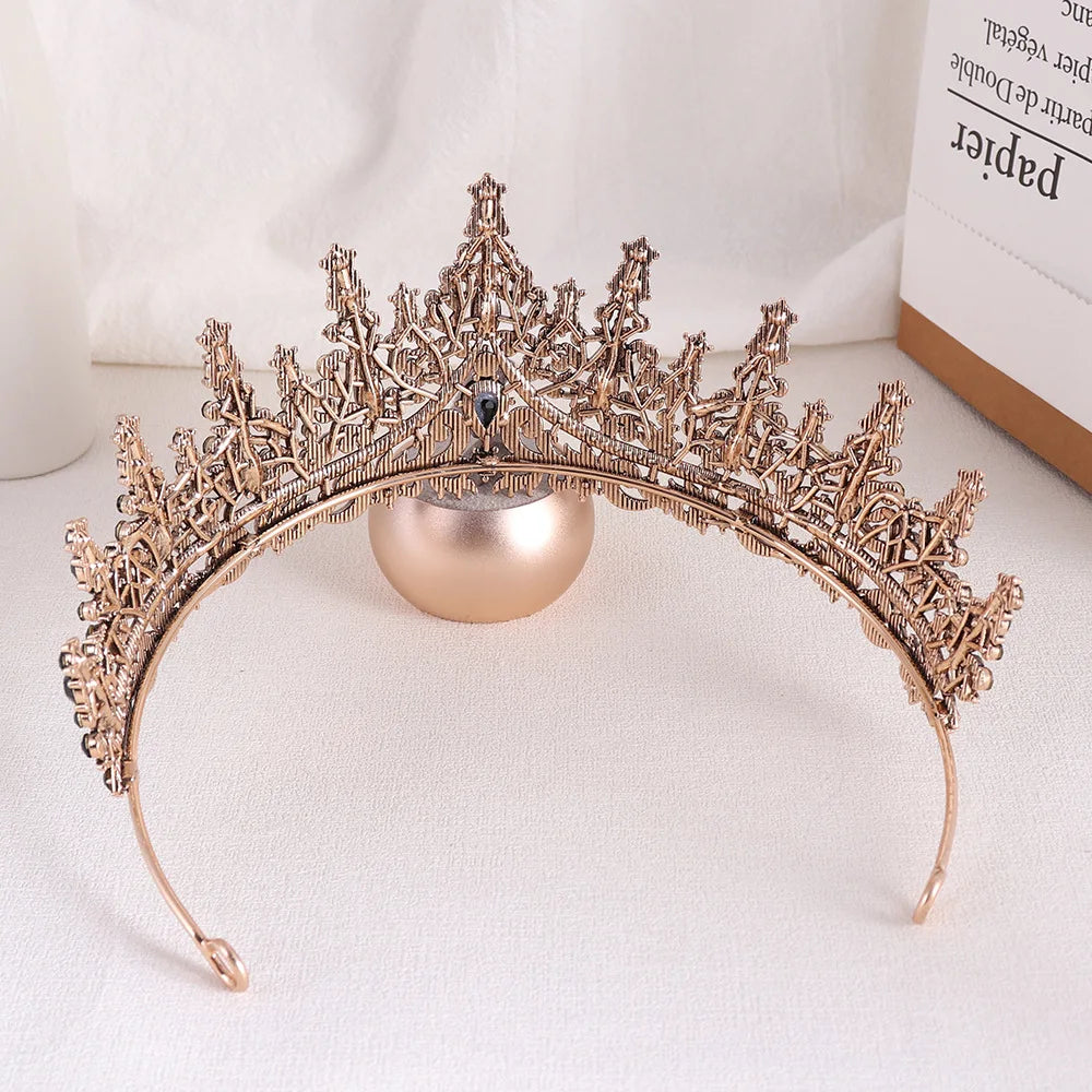 Baroque Luxury Black Crystal Bridal Tiaras Queen Crown For Women Girl Headpiece Wedding Diadem Princess Party Hair Dress Jewelry - EUFASHIONBAGS