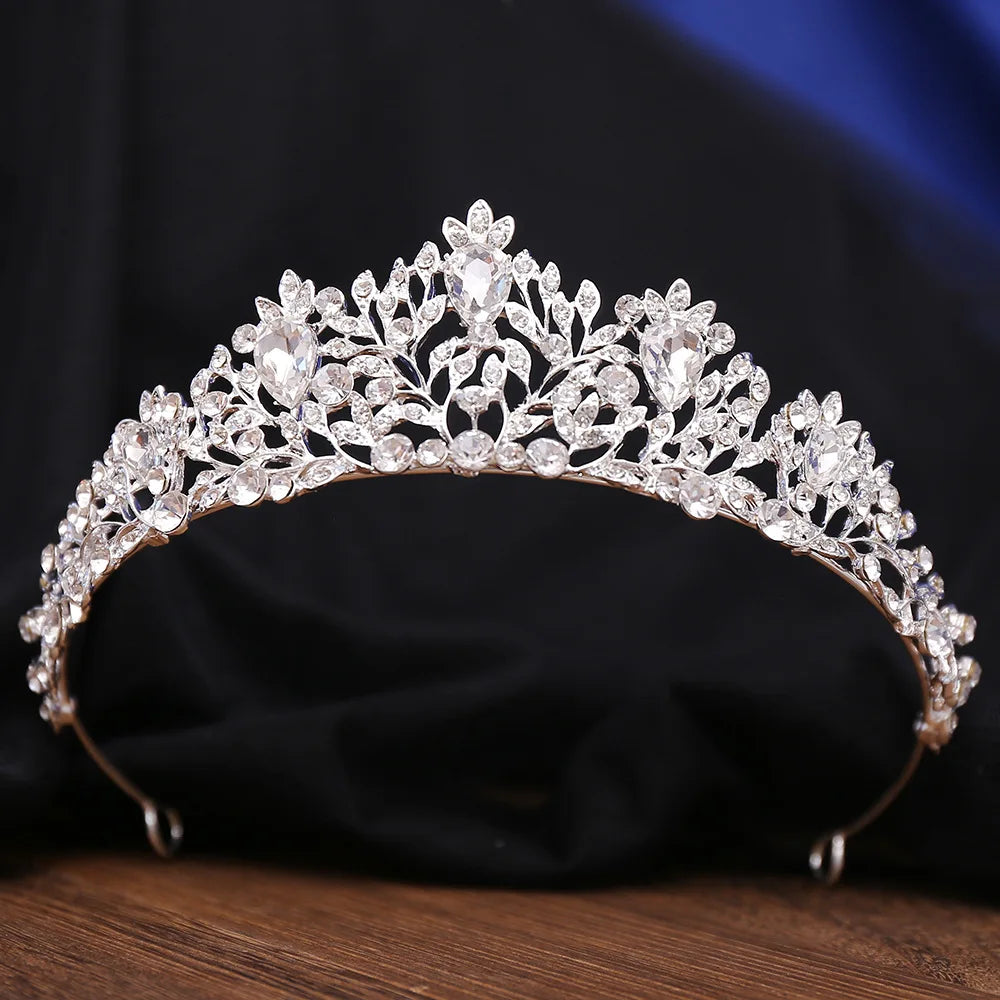 Baroque Luxury Forest AB Color Crystal Bridal Tiaras Crowns Rhinestone Pageant Diadem Wedding Hair Accessories Party Headpieces