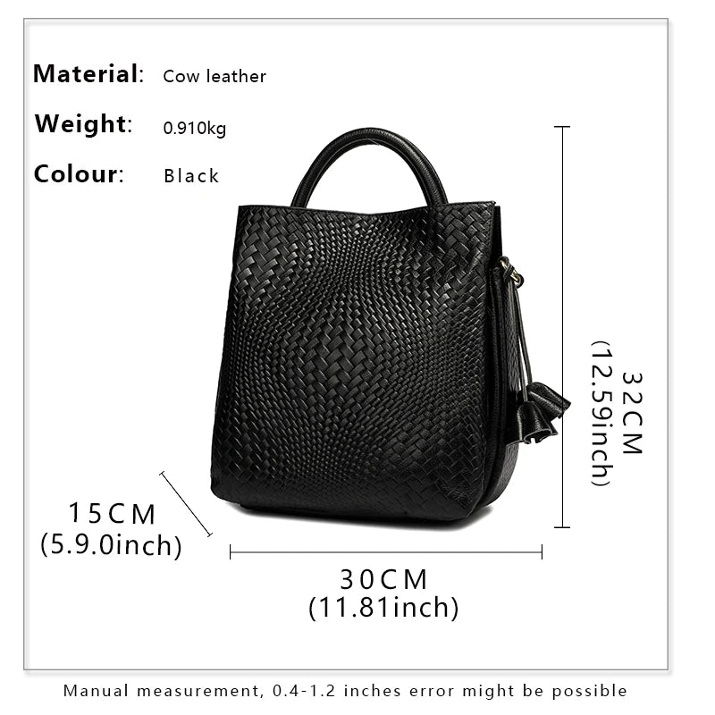 New women's handbag, large capacity woven texture bucket bag, multiple colors