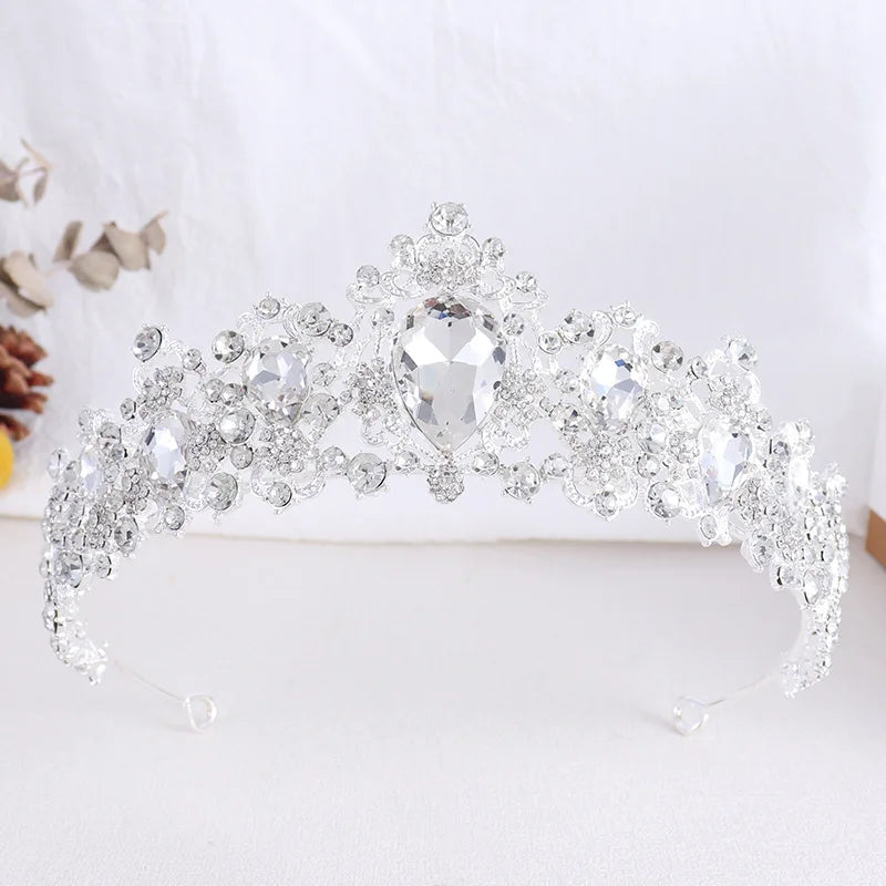 Exquisite Black Crystal Crown for Women Tiaras Headdress Prom Diadem Royal Queen Princess Bridal Crowns for Wedding Hair Jewelry - EUFASHIONBAGS