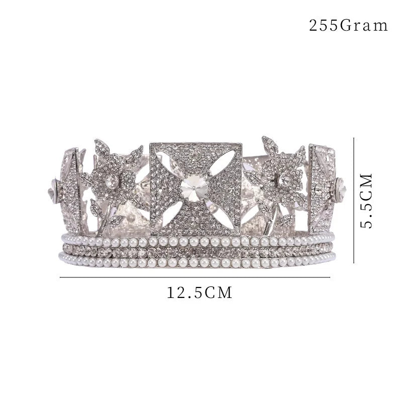 Royal Full Rhinestone Queen King Tiaras and Crowns Pageant Prom Diadem For Women/Girls Wedding Bridal Head Jewelry Accessories - EUFASHIONBAGS