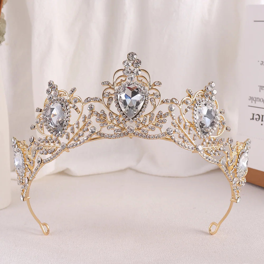 Purple Crystal Bride Wedding Crown Baroque Headdress Bridal Tiaras Crowns Women Headwear Party Wedding Hair Jewelry Accessories - EUFASHIONBAGS