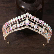 Cargar imagen en el visor de la galería, Baroque Queen Crystal Heart AB Color Rhinestone Tiaras Crown Bridal Women Girls Wedding Diadem Princess Party Hair Dress Jewelry