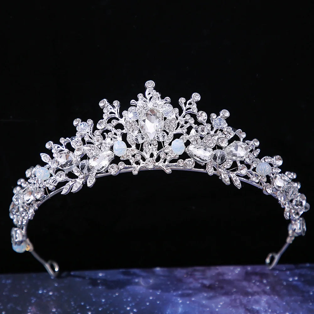 Diverse Silver Color Crystal Crowns Bridal Tiaras Fashion Queen Rhinestone Diadem CZ Headpiece Wedding Hair Jewelry Accessories - EUFASHIONBAGS