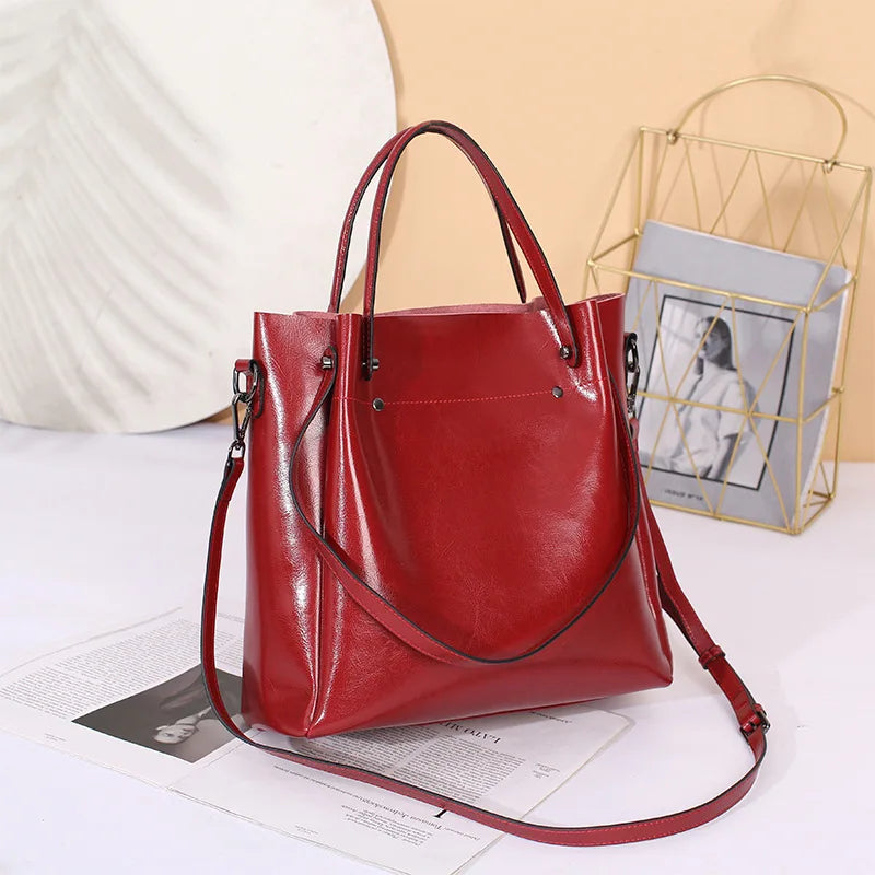 2025 New Women's Tote Bag Large Genuine Leather Women Shoulder Bag Cowhide Crossbody Bags Fashion Girls Handbags