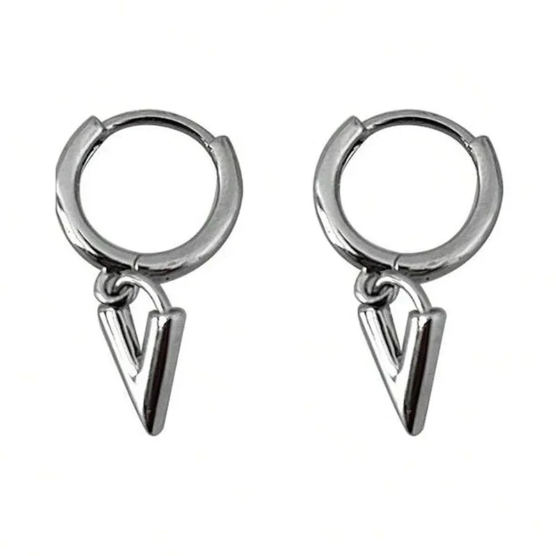 V Shaped Designed Drop Earrings for Women Glossy Versatile Accessories Aesthetic Modern Party Office Jewelry