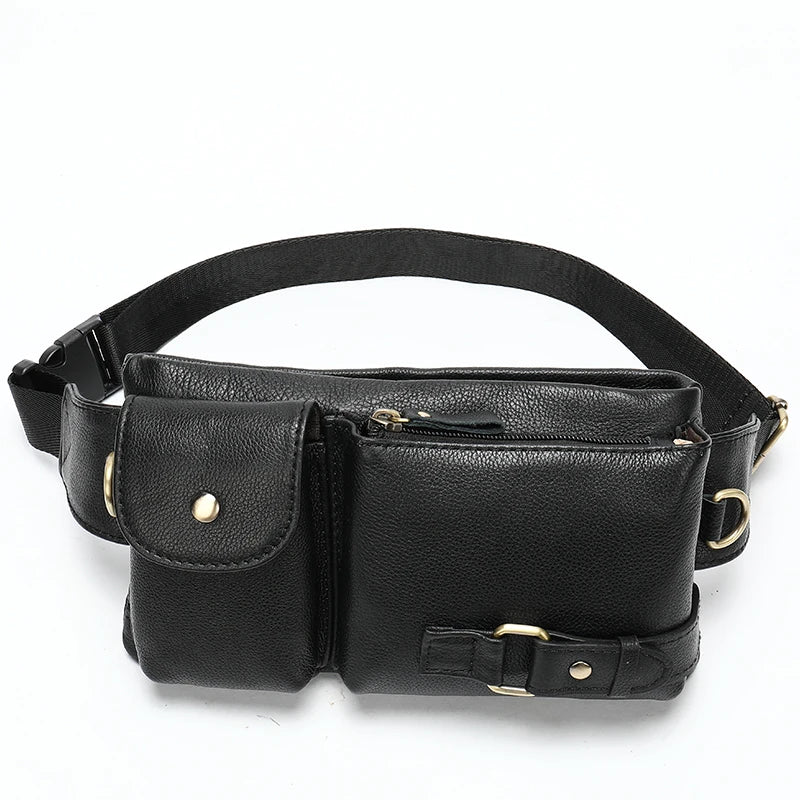 Men's Bag Belt Leather Banana Bag Man Belt Male Shoulder Bag Man Belt Pouch Thigh Bags for Man Man's Waist Bag - EUFASHIONBAGS