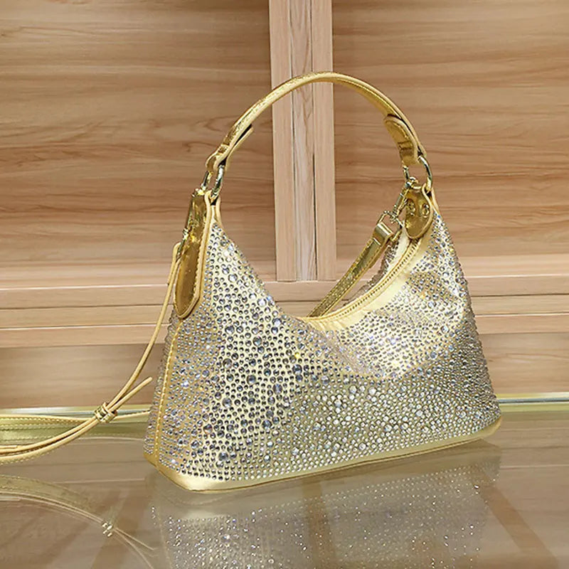 Women Evening Bag 2025 New Shiny Rhinestone Women's Shoulder Bag Fashion Luxury Dinner Party Handbag Female Crossbody Bags