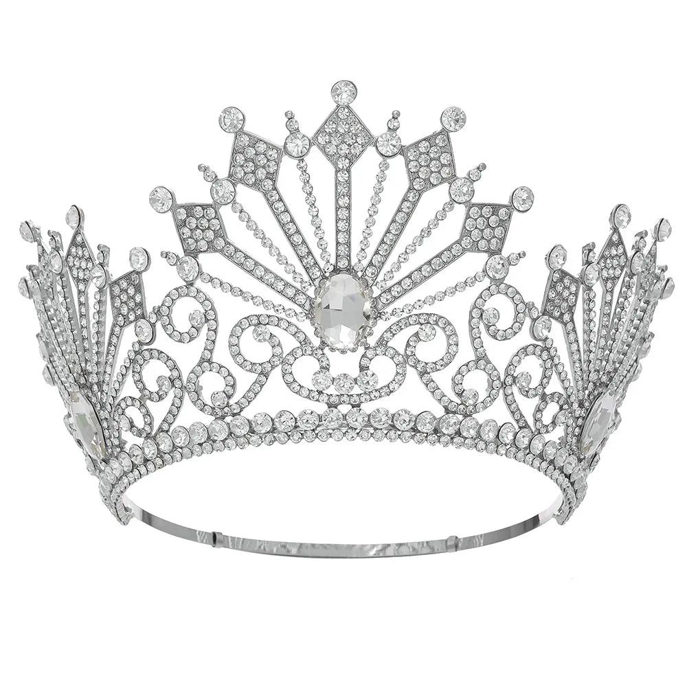 Miss Supranational Big Crystal Geometric Bridal Crown Rhinestone Beauty Pageant Headdress Wedding Dress Hair Jewelry Accessories