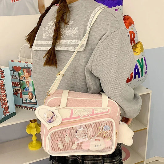 Y2K Anime Ita Bags Women Winter New Designer Aesthetic Tote Bag Subculture JK Uniform Fluffy Crossbody Shoulder Bolso Mujer - EUFASHIONBAGS