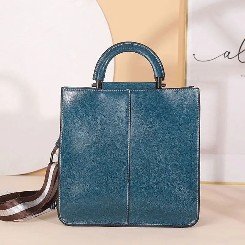 Women's Tote Bag Large  Genuine Leather Women Shoulder Bags Luxury Designer Square Cowhide Female Handbags Crossbody Bag