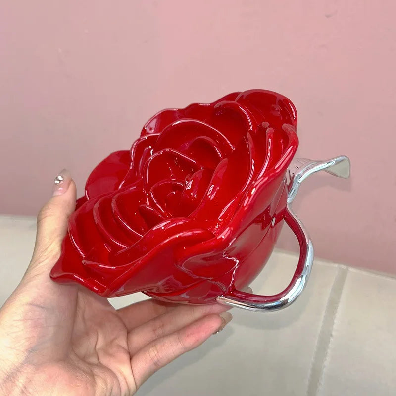 Rose Shaped Acrylic Box Bag Women's Socialite Shiny Party Dinner Bag Ins Design Retro Pvc Crossbody Bag - EUFASHIONBAGS