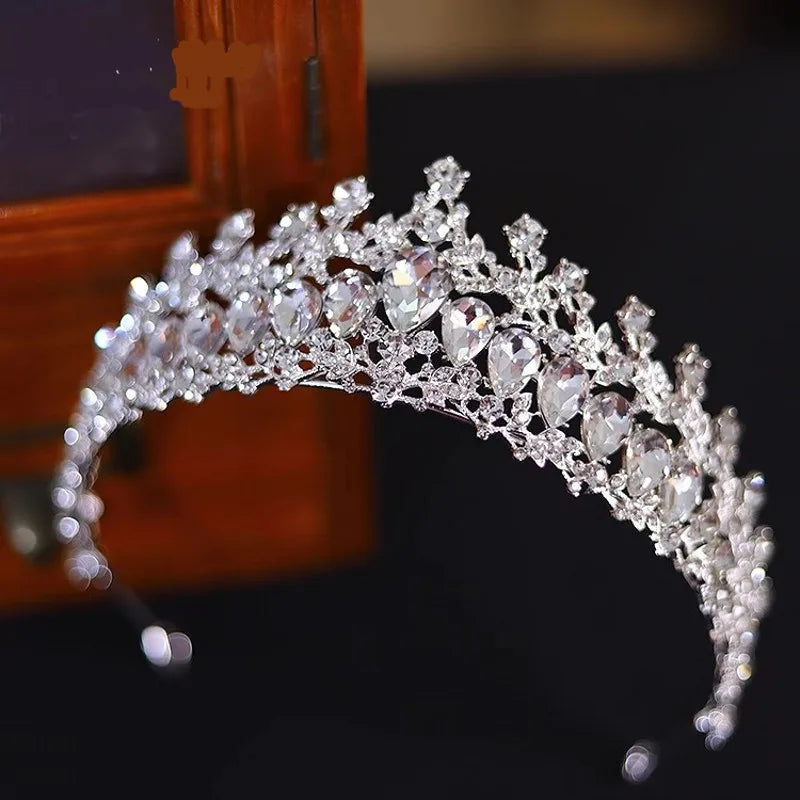 Luxury Diverse Silver Color Crystal Wedding Crown Bridal Headpiece Woman Baroque Rhinestone Tiaras Bride Diadem Hair Accessories - EUFASHIONBAGS