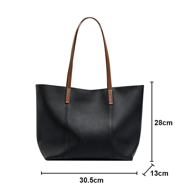 Genuine Leather Women's Bag High Quality Large Women Tote Bag Fashion Cowhide Female Shopping Shoulder Bags