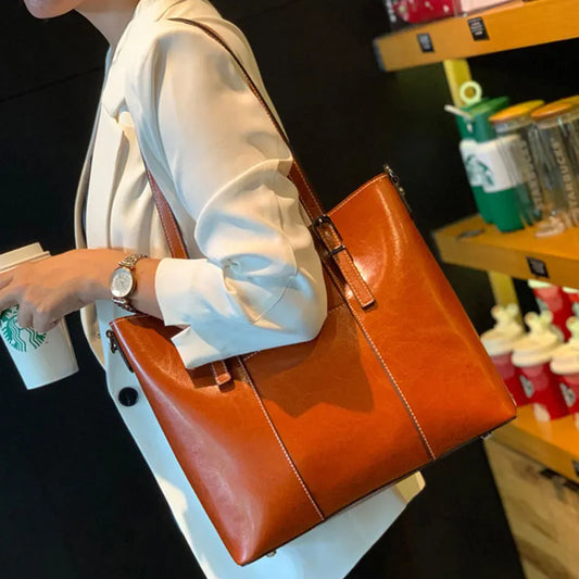 Genuine Leather Women's Tote Bag Luxury Designer Large Shoulder Bag Women Crossbody Bags Cowhide Shopping Handbags