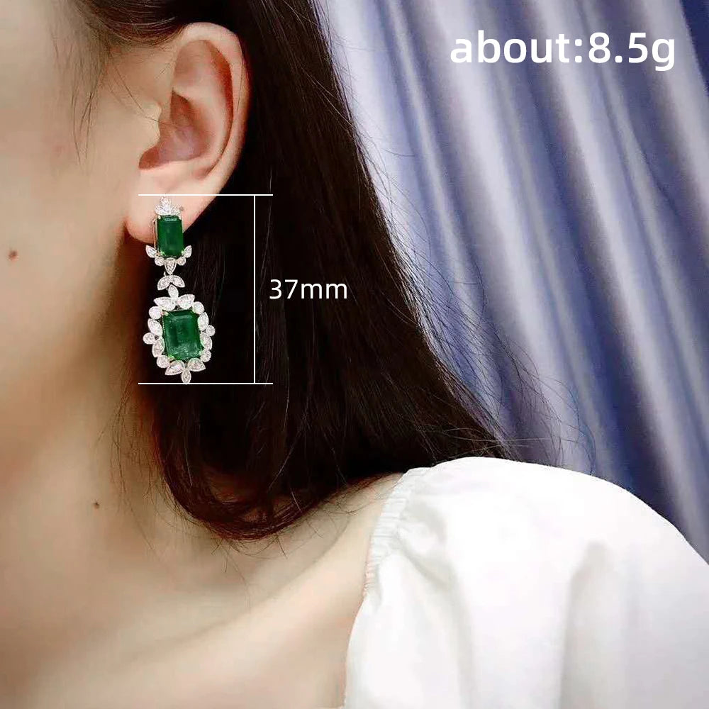 Luxury Green Cubic Zirconia Dangle Earrings for Women New Item Wedding Engagement Accessories Gift Trendy Jewelry - EUFASHIONBAGS