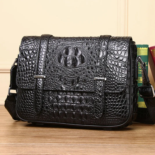 Genuine Leather Alligator Handbag Large Capacity Men's Briefcase Business Computer Bag Fashion Men's Bag - EUFASHIONBAGS