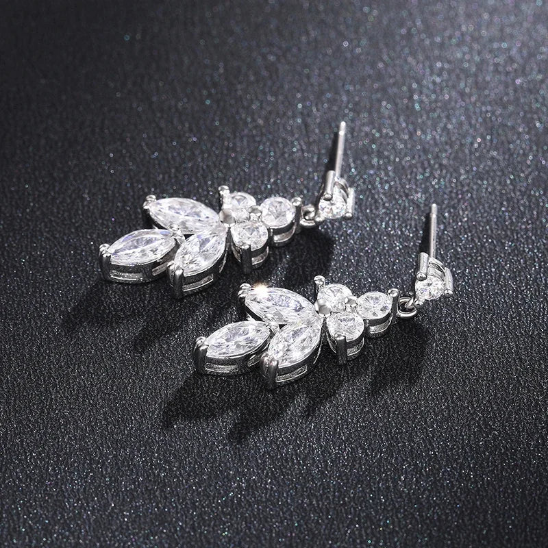 Geometric Cubic Zircon Drop Earrings for Women Dazzling Modern Wedding Band Jewelry Chic Versatile Accessories - EUFASHIONBAGS