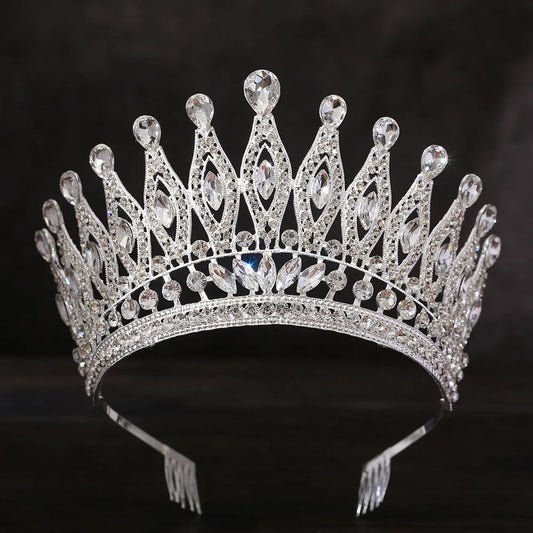 Miss Universe Paraguay Angola Crown With Comb Bridal Tiara Pageant Diadem Bride Headdress Wedding Dress Hair Jewelry Accessories - EUFASHIONBAGS