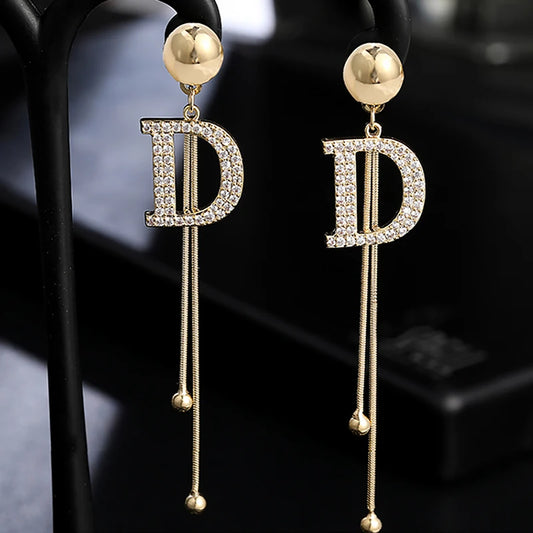 New Fashion Vintage Glossy Arc Bar Long Thread Tassel Drop Earrings for Women Gold Color Fashion Jewelry Hanging Pendientes