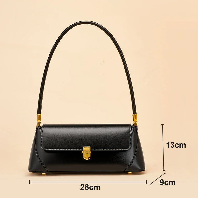 Genuine Leather Women's Bag 2025 New Luxury Designer Baguette Bag High Quality Cowhide Women Shoulder Bags Trend Handbags