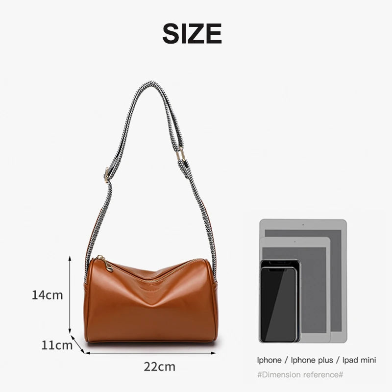 New Fashion Shoulder Bag PU Leather Boston Retro Style Handbag Minimalist Leisure Girl's Crossbody Bag