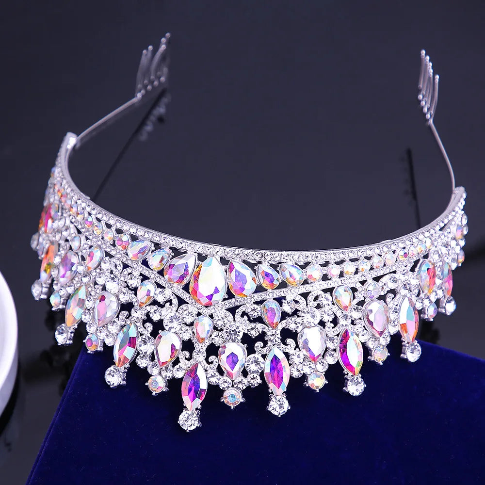 Luxury Baroque Crystal Wedding Crown With Comb Leaf Bridal Tiaras Headdress Princess Queen Diadem Dress Hair Jewelry Accessories - EUFASHIONBAGS