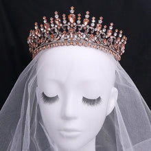 Cargar imagen en el visor de la galería, Baroque Bronze Branches Crystal Bridal Crown Tiaras Noble Rhinestone Diadem Veil Tiara Bride Headbands Wedding Hair Accessories