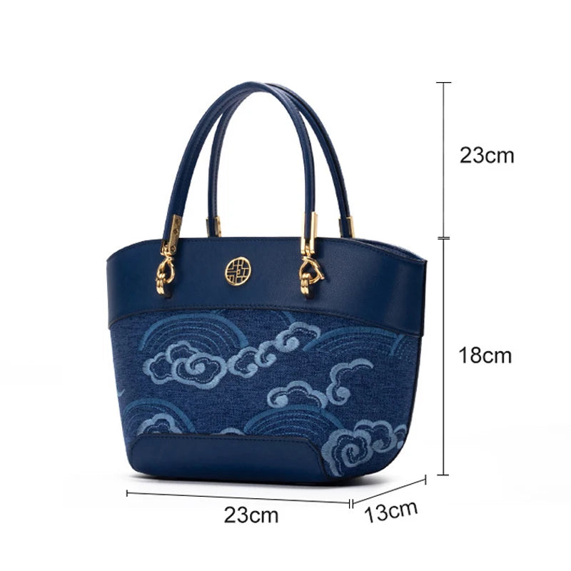 Real Cowhide Leather Bag High-quality Handbags Leather Women's Bag Luxury Designer Genuine Leather Women's Bag Embroidery Bag - EUFASHIONBAGS