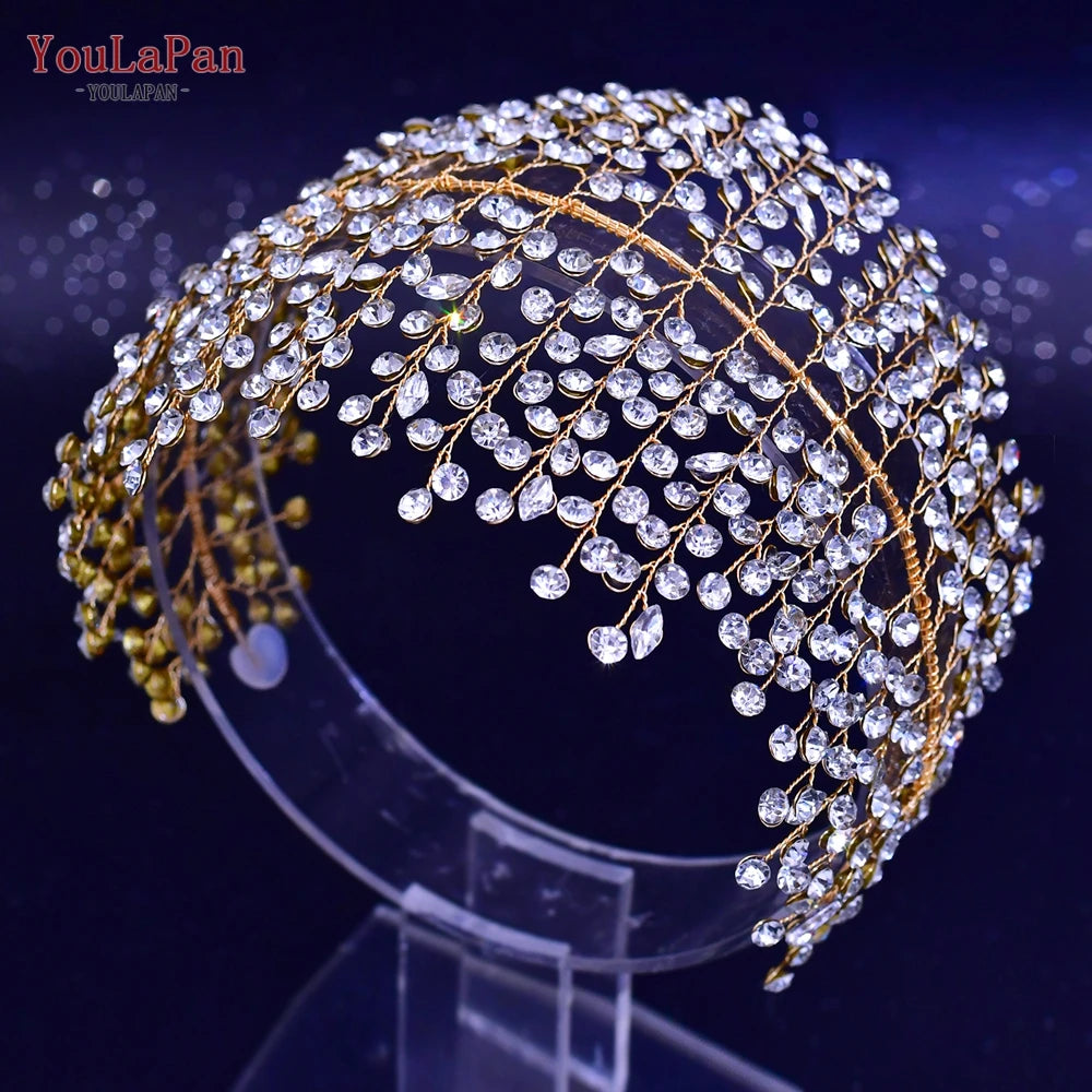 Wedding Tiara Crystal Bridal Headband Women Hair Crown Bridal Hair Accessories Bride Headpieces for Party Banquet - EUFASHIONBAGS