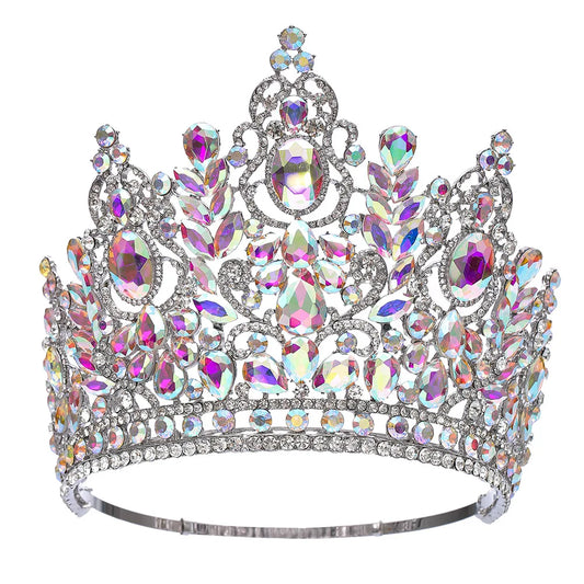 New Baroque Miss Universe Big Round Crown Luxury High Royal Queen Wedding Crowns Crystal Banquet Tiaras Costume Hair Accessories - EUFASHIONBAGS