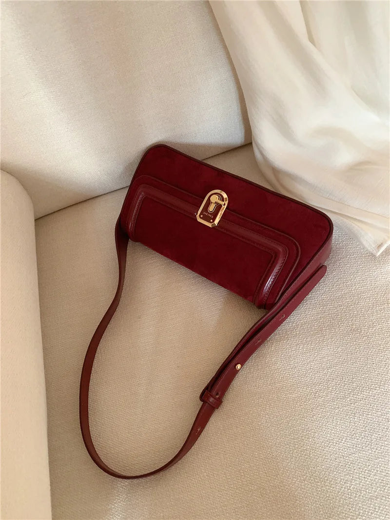 Vintage Red Shoulder Bag For Women High Street Luxury Designer Handbag Female Retro Purse Underarm Bag Y2k - EUFASHIONBAGS