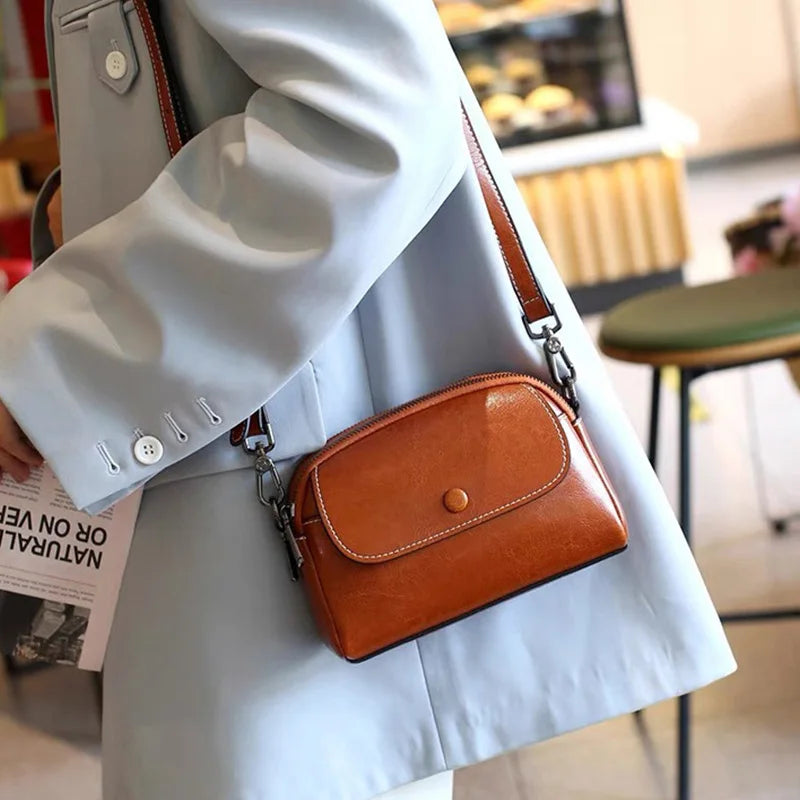 Women Shoulder Bag New Fashion Solid Color Mini Women's Handbag PU Leather Simple Retro Style Female Crossbody Bags