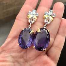 Load image into Gallery viewer, Newly Designed Women Earrings Blue Flower Oval Purple Cubic Zirconia Gorgeous Female Earrings Fancy Gift Trendy Jewelry