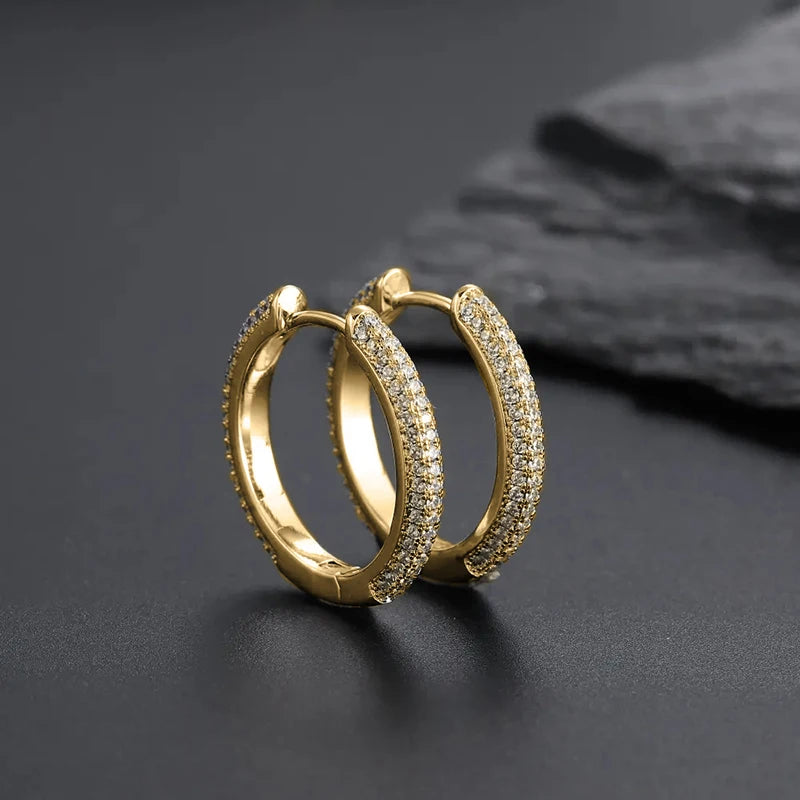 Sparkling Luxury Circle Hoop Earrings Lady Delicate Fully Inlaid Zirconia Accessories Silver Color/Gold Color Jewelry - EUFASHIONBAGS