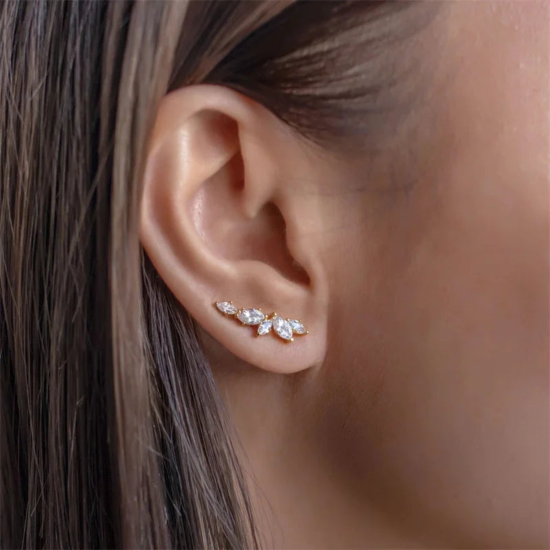 Dainty Stud Earrings with Crystal Cubic Zirconia Simple Stylish Ear Piercing Earrings for Women Trendy Jewelry Drop Ship