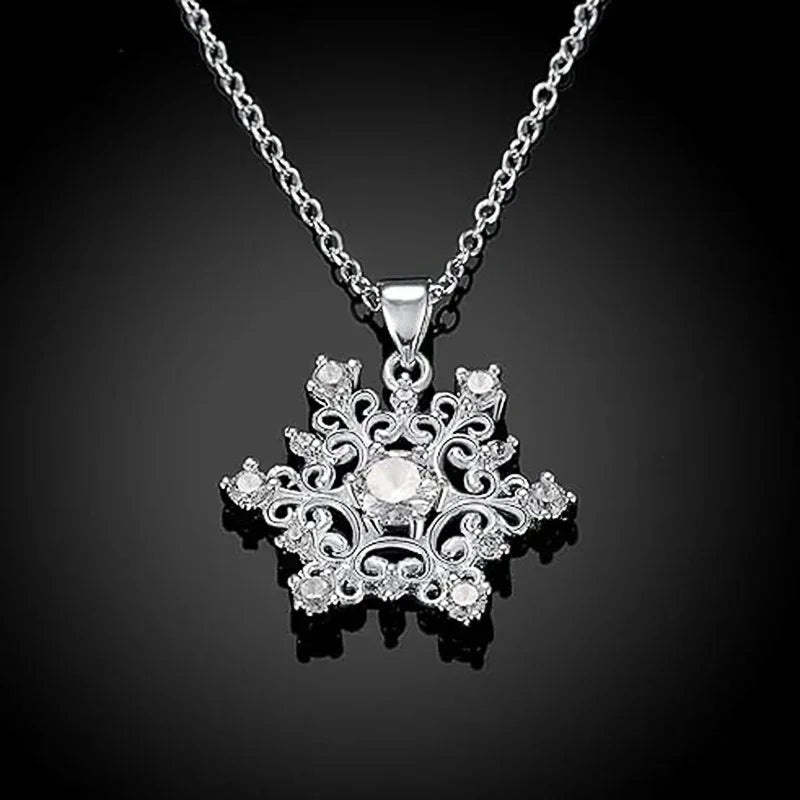 Romantic Snowflake Design Women's Necklace with Dazzling Crystal Cubic Zirconia Wedding Party Temperament Bridal Jewelry - EUFASHIONBAGS