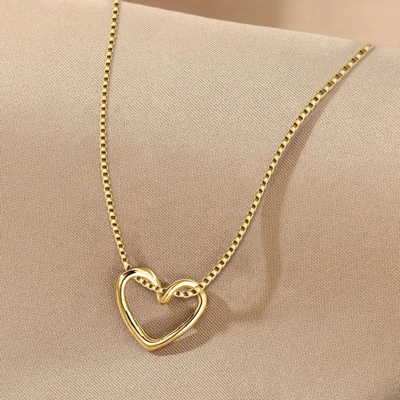 Glossy Hollow Heart Pendant Necklace for Women New Trendy Love Wedding Party Jewelry Exquisite All-matching Accessories - EUFASHIONBAGS