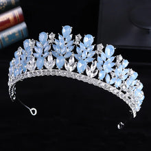 画像をギャラリービューアに読み込む, Luxury Blue Opal Crystal Flowers Water Drop Tiaras Crowns Women Headbands Wedding Party Elegant Pageant Diadem Hair Accessories