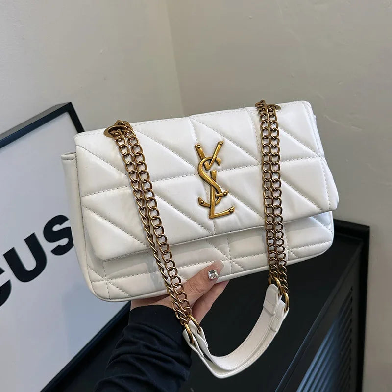 New Rhombic Chain Female Bag Versatile One-shoulder Small Square Bag Crossbody For Women High-end Grid Texture Chain Bag