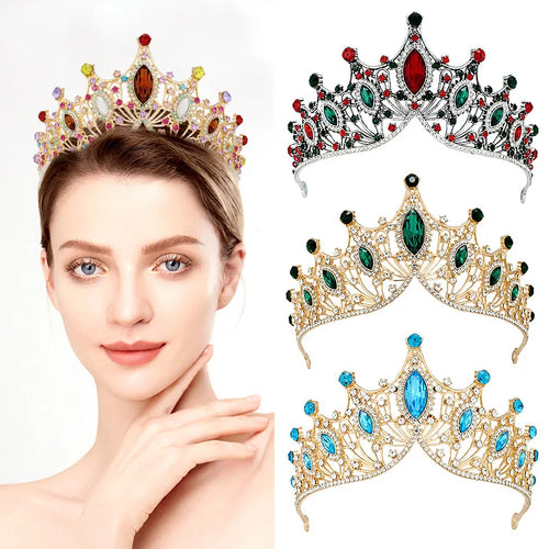 Baroque Vintage Crystal Bridal Tiaras Crowns Rhinestone Pageant Diadem Wedding Bridal Tiara Headpiece Hair Jewelry Accessories