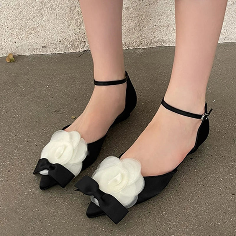 Mixed Colors Flowers Pointed Toe Flat Women Brand Fashion Slides Sexy Slingback Shoes Elegant Mules Sandals Female - EUFASHIONBAGS