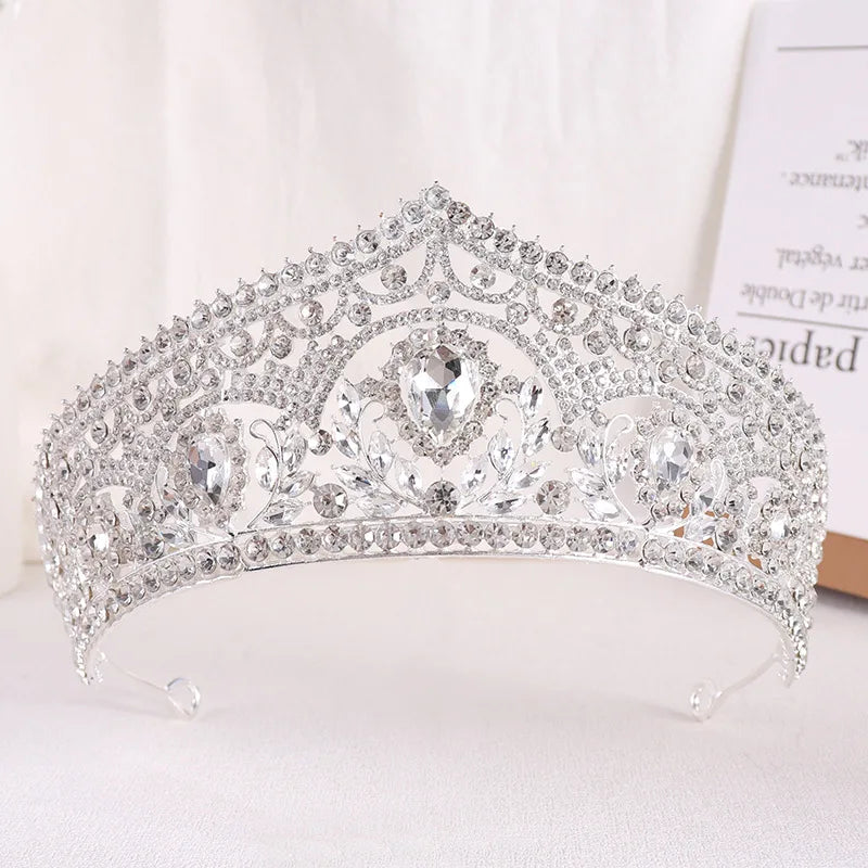 Wedding Crown Gold Silver Color Rhinestone Crystal Diadem Queen Crown Princess Tiaras Bridal Hair Jewelry Party Hair Accessories - EUFASHIONBAGS