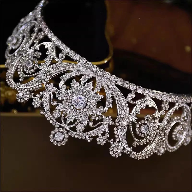 Baroque Princess Queen Cubic Zircon Bridal Crown Headwear Crystal Tiaras For Women Wedding Crowns Hair Dress Accessories Jewelry - EUFASHIONBAGS