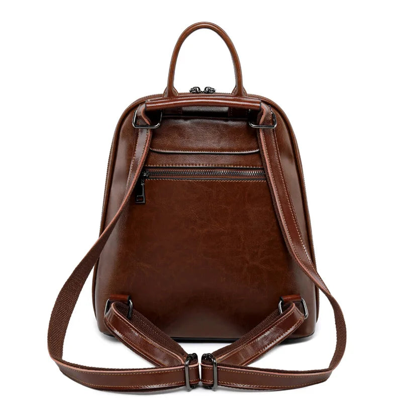 Vintage Women's Backpack New Fashion Cowhide Girls School Bag Large Capacity British Retro Computer Bags Student Backpacks