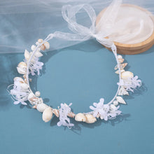 Load image into Gallery viewer, Handmade Pearl Conch Big Hoop Sea Snail Shell Garland Hairbands Crown Brides Seashell Headdress Beach Wedding Hair Accessories