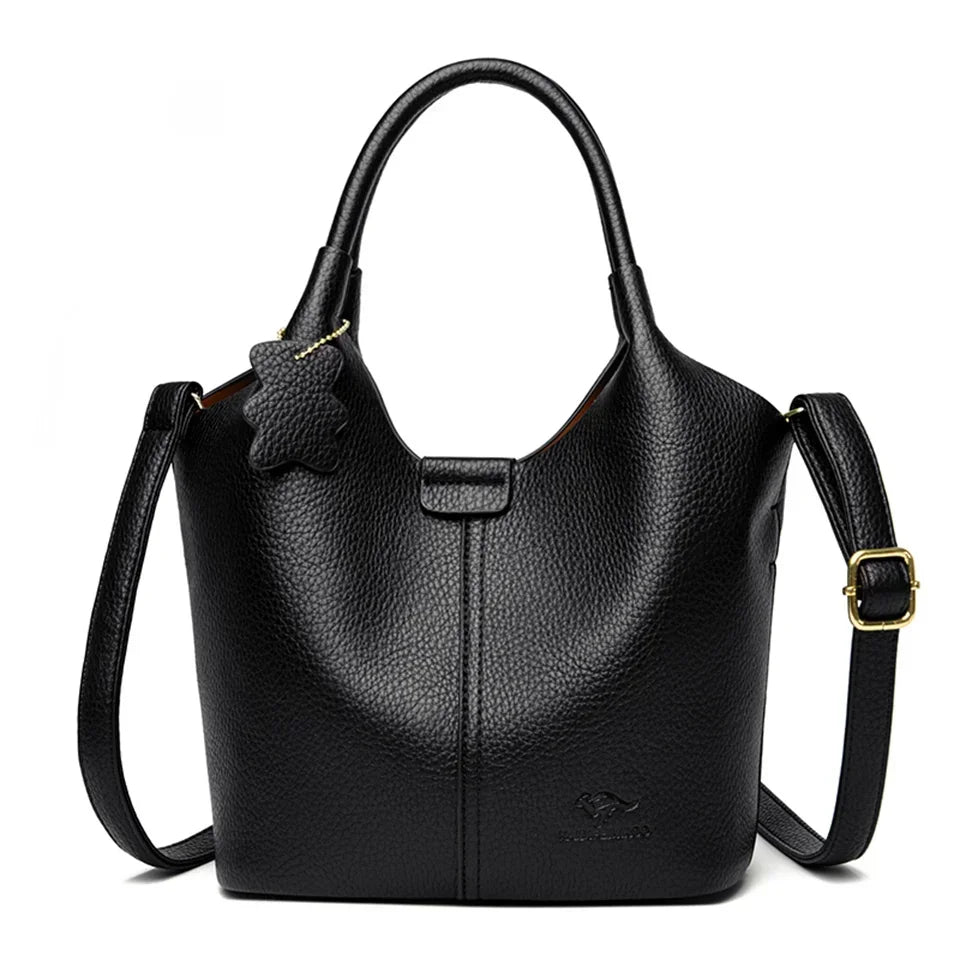 High Quality PU Leather Bucket Bag For Women Luxury Designer Handbags Elegant Shoulder Crossbody Bag