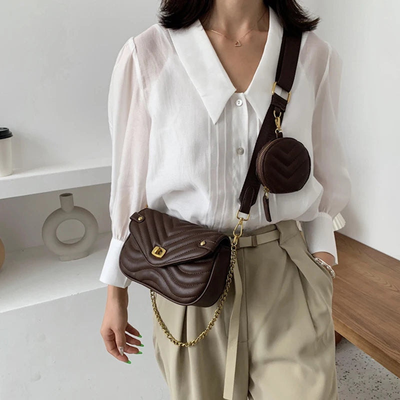 Women's Shoulder Bag 2024 New Designer Luxury Bag Fashion PU Leather Women Crossbody Chain Bags Female Handbags