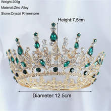 Cargar imagen en el visor de la galería, Baroque Crystal Tiaras and Crowns For Women Queen Full Round Diadem Bridal Headpiece Wedding Hair Jewelry Accessories For Women